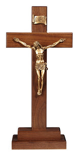 13" Walnut Standing Crucifix