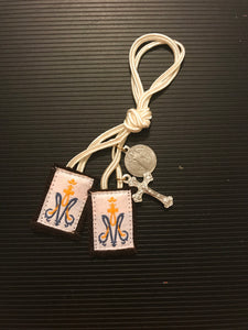 Child's Brown Scapular (Small A and M scapular - white cord)