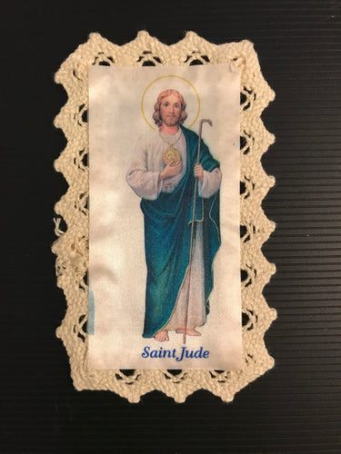 St. Jude Crocheted Lace Holy Card