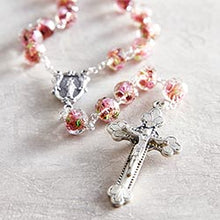 Hand Painted Rosary - Amethyst Colored Glass Beads