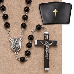 6mm Black Wood Rosary with Pouch