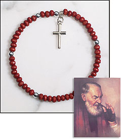 St. Padre Pio Rosary Bracelet & Holy Card