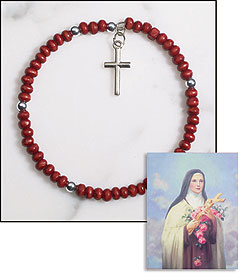 St. Theresa Rosary Bracelet & Holy Card