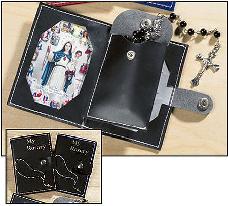 Our Lady of the Rosary Mystery Rosary Pouch -- Black